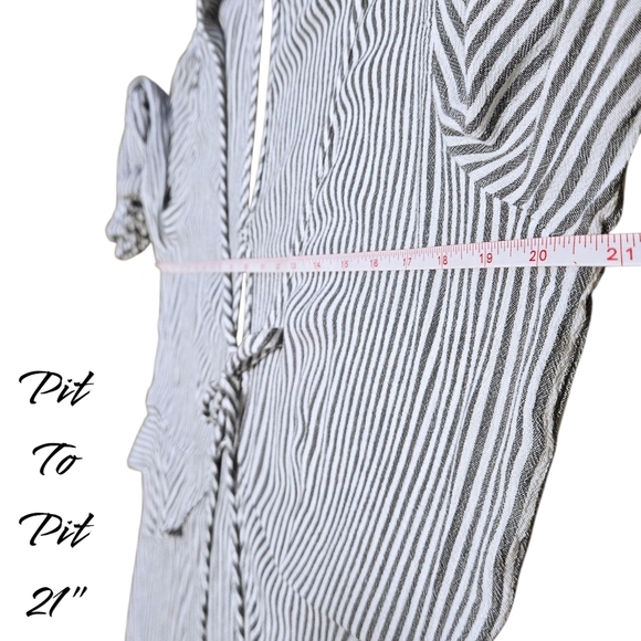 American Eagle Striped Ruffle Dress M Tie Front Cottagecore Milkmaid Coquette AE - Picture 14 of 16